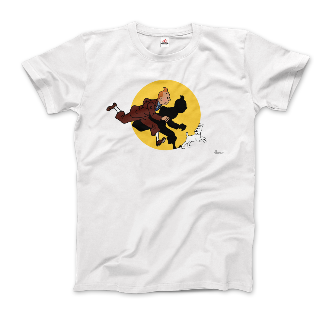 Tintin and Snowy (Milou) Getting Hit By A Spotlight T-Shirt-5