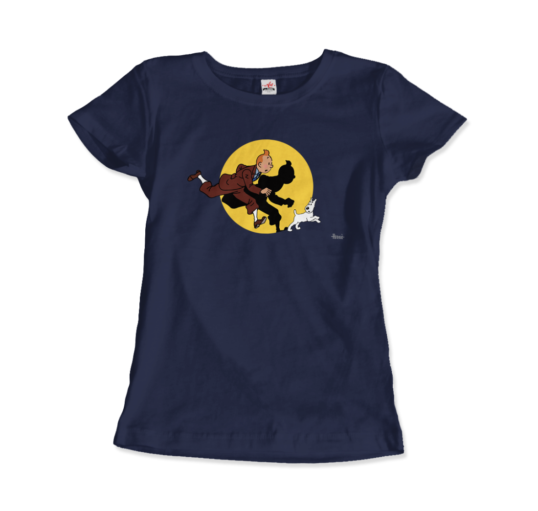 Tintin and Snowy (Milou) Getting Hit By A Spotlight T-Shirt-14