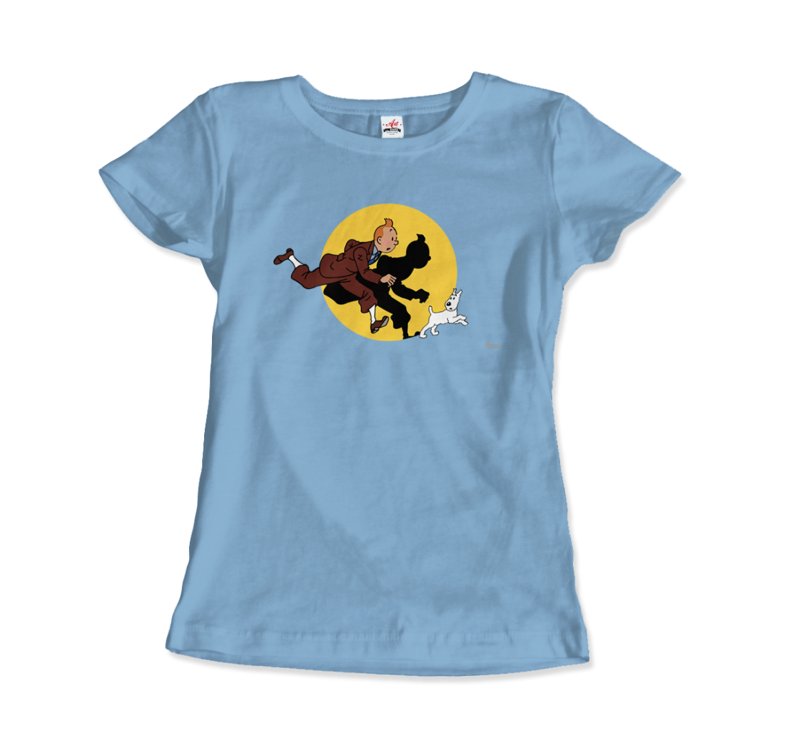 Tintin and Snowy (Milou) Getting Hit By A Spotlight T-Shirt-15