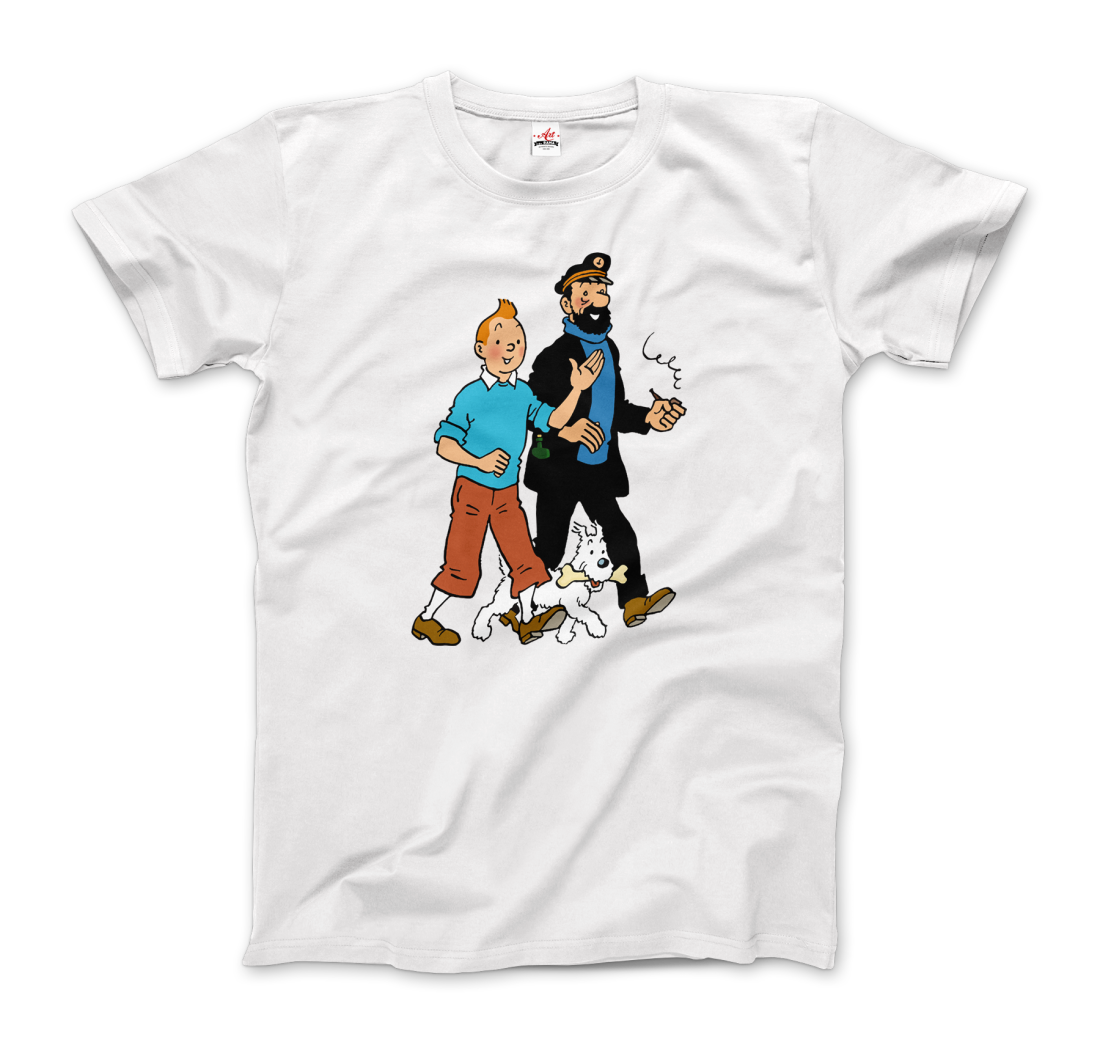 Tintin, Snowy and Captain Haddock Artwork T-Shirt-0