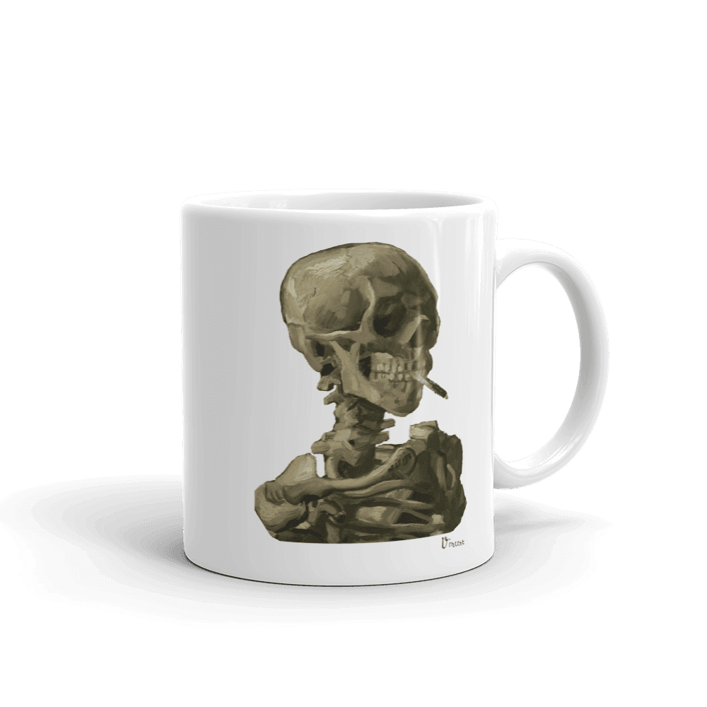 Van Gogh Skull of a Skeleton with Burning Cigarette 1886 Mug-2