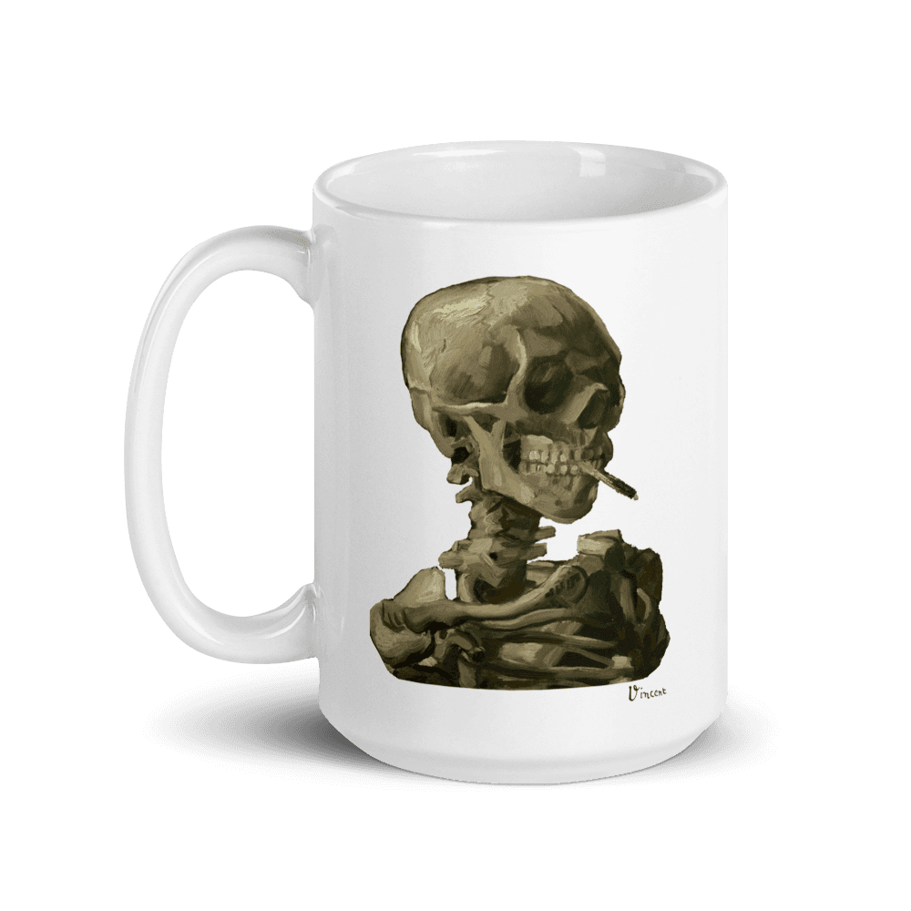 Van Gogh Skull of a Skeleton with Burning Cigarette 1886 Mug-4