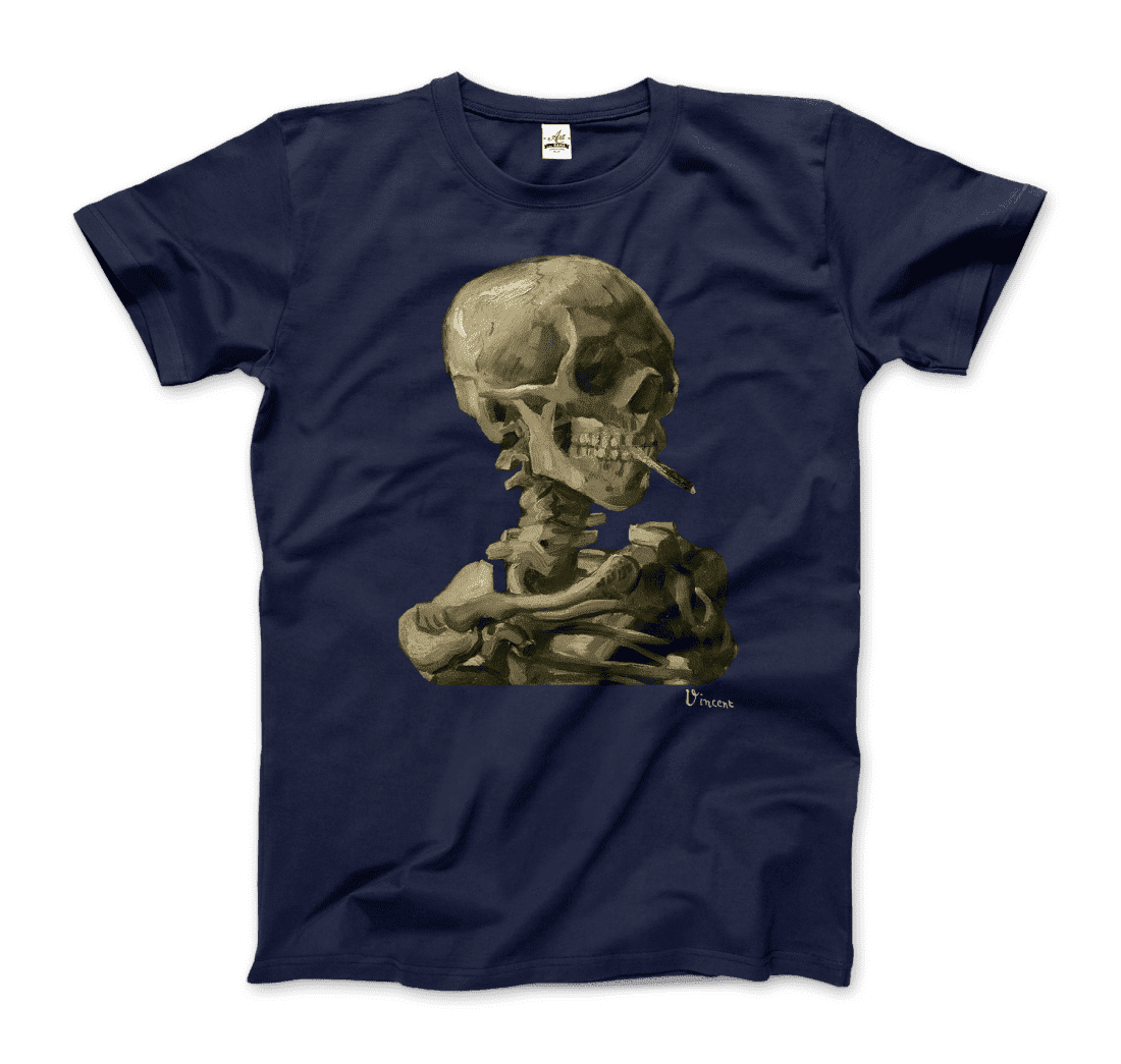 Van Gogh Skull of a Skeleton with Burning Cigarette 1886 T-Shirt-0