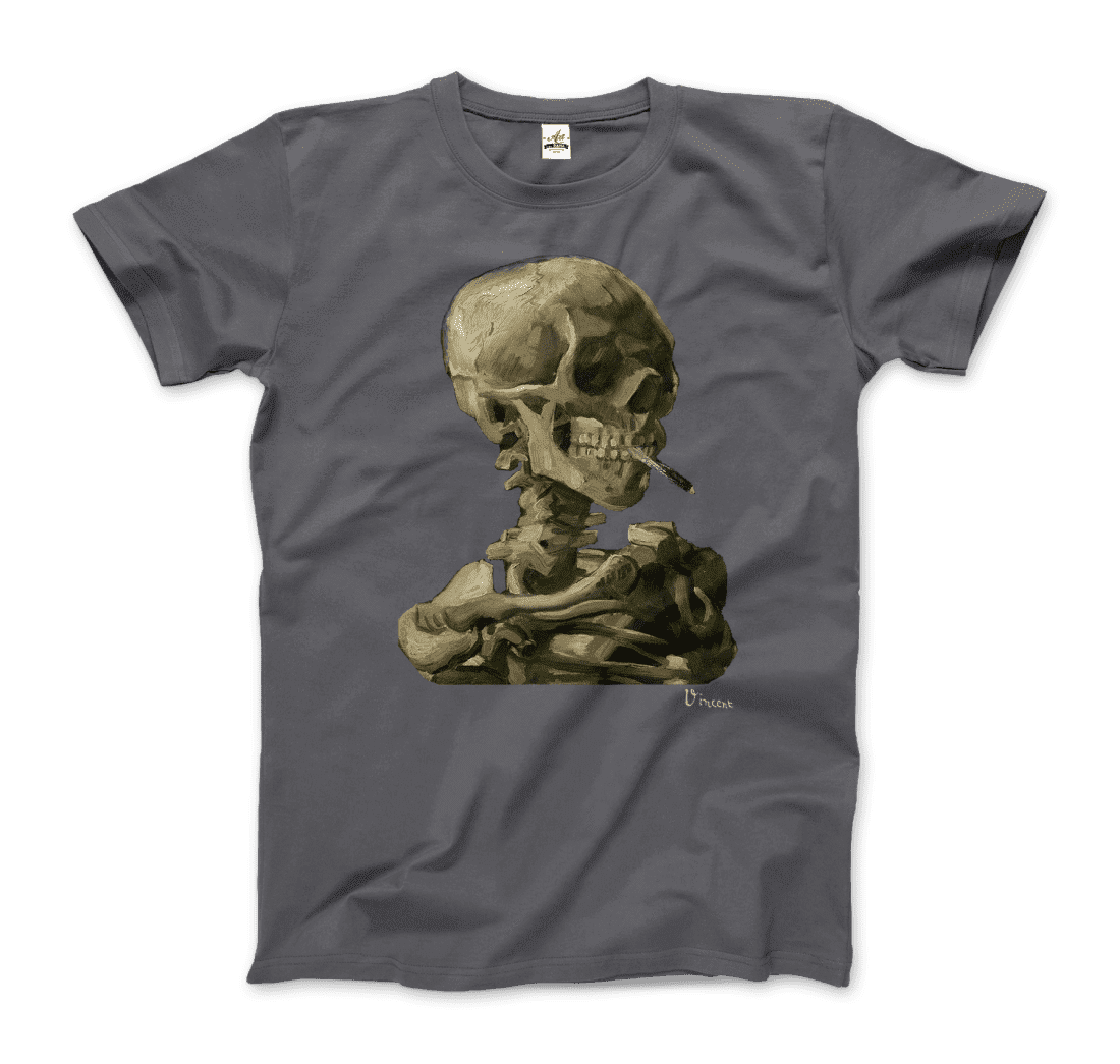 Van Gogh Skull of a Skeleton with Burning Cigarette 1886 T-Shirt-5