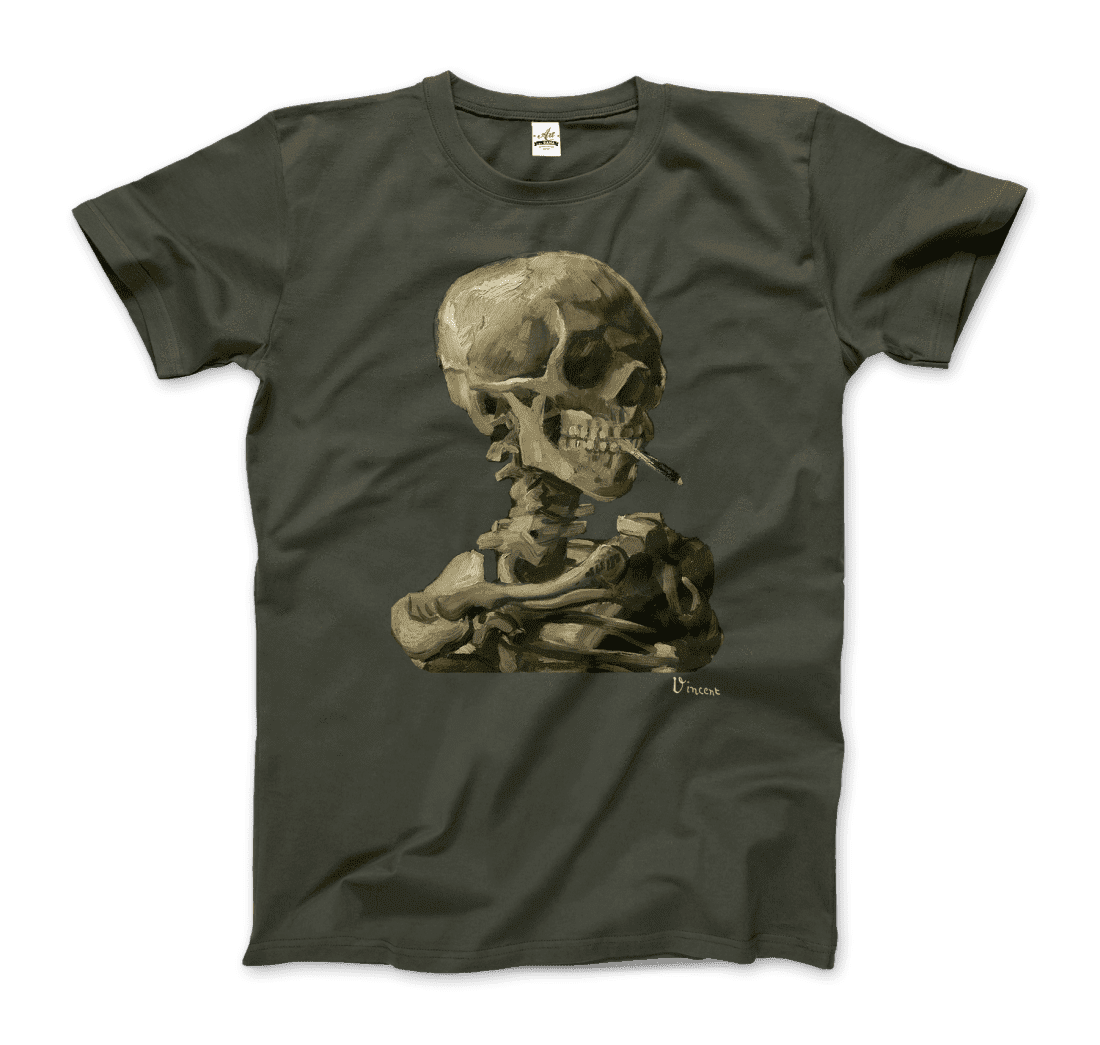 Van Gogh Skull of a Skeleton with Burning Cigarette 1886 T-Shirt-6