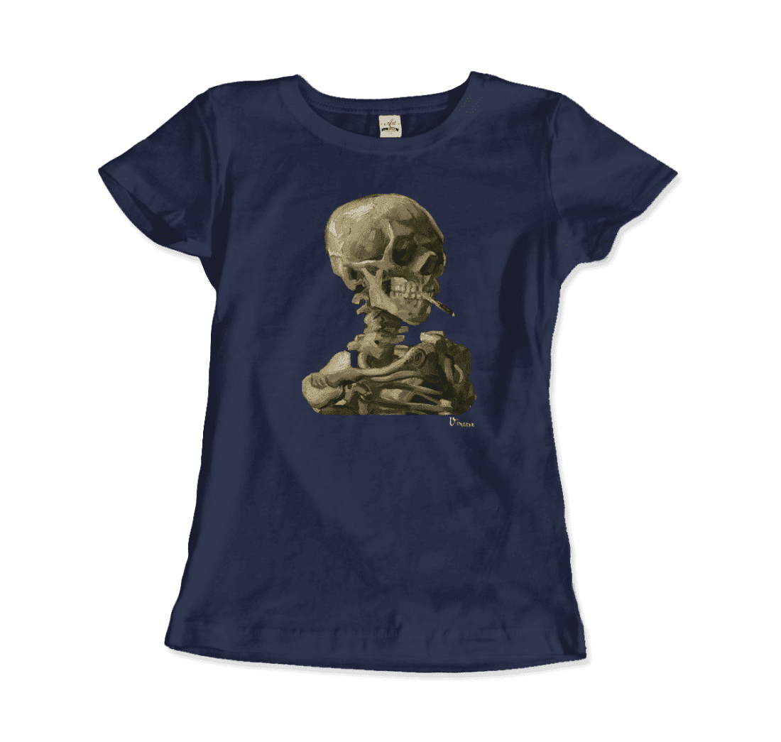 Van Gogh Skull of a Skeleton with Burning Cigarette 1886 T-Shirt-2