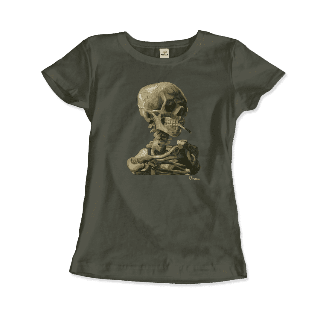 Van Gogh Skull of a Skeleton with Burning Cigarette 1886 T-Shirt-9