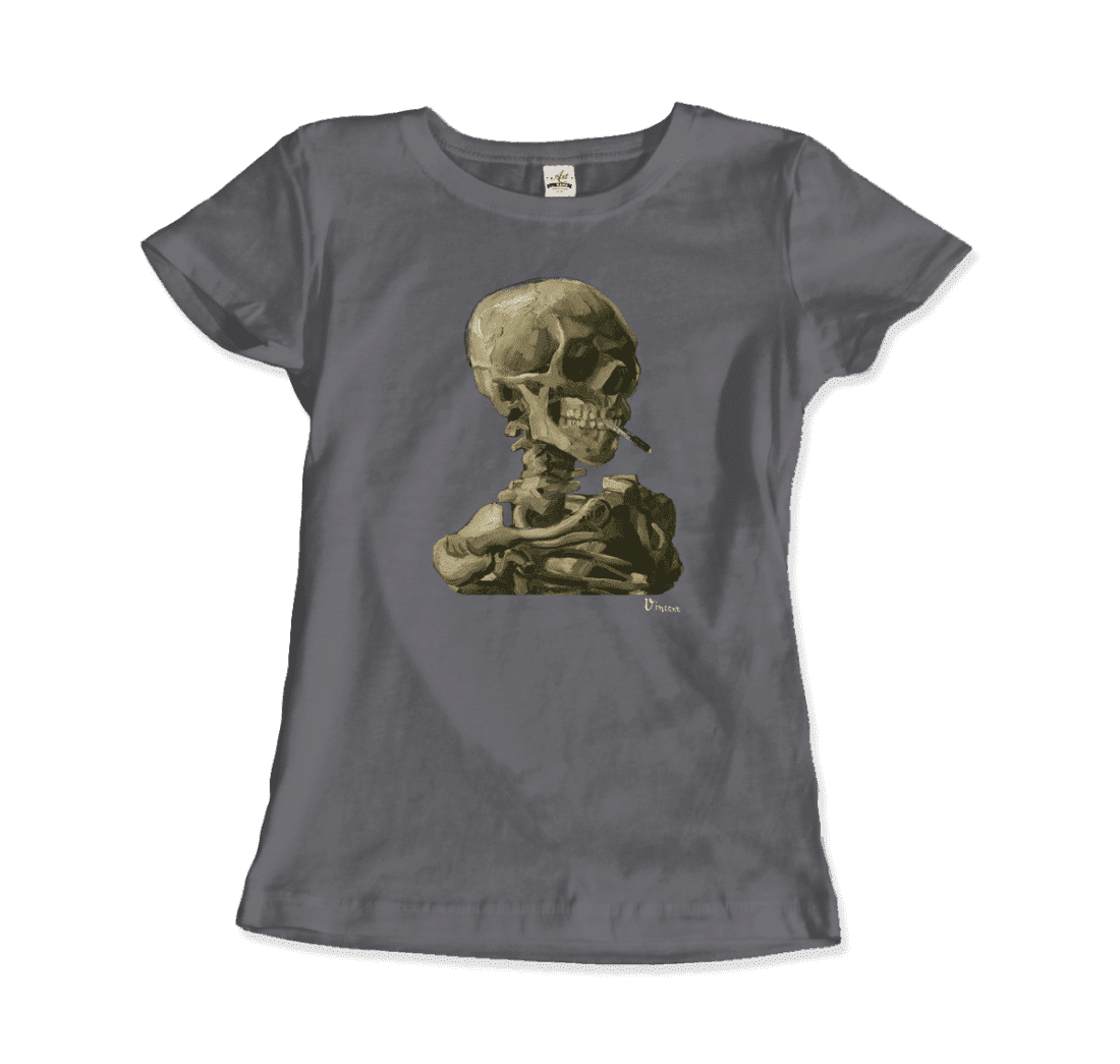 Van Gogh Skull of a Skeleton with Burning Cigarette 1886 T-Shirt-8