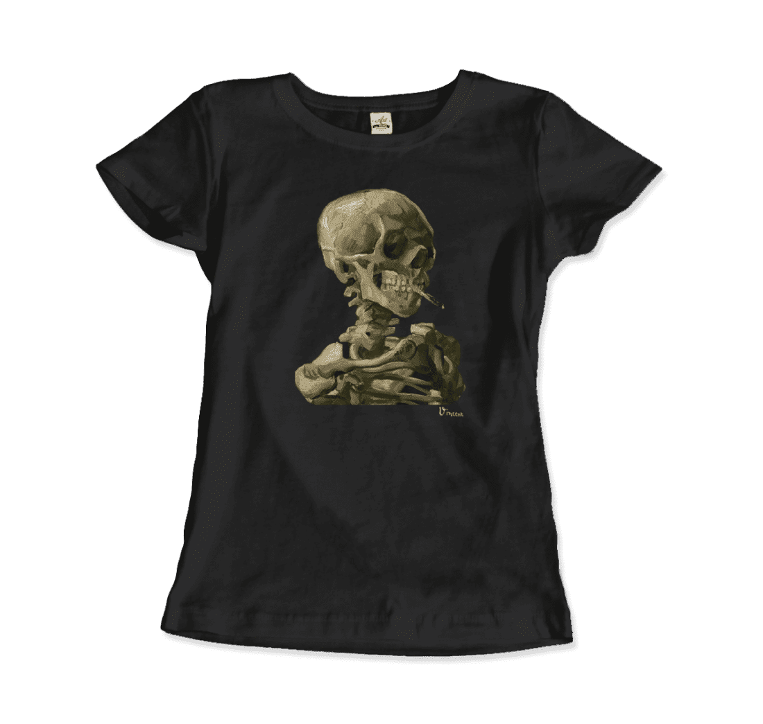 Van Gogh Skull of a Skeleton with Burning Cigarette 1886 T-Shirt-4