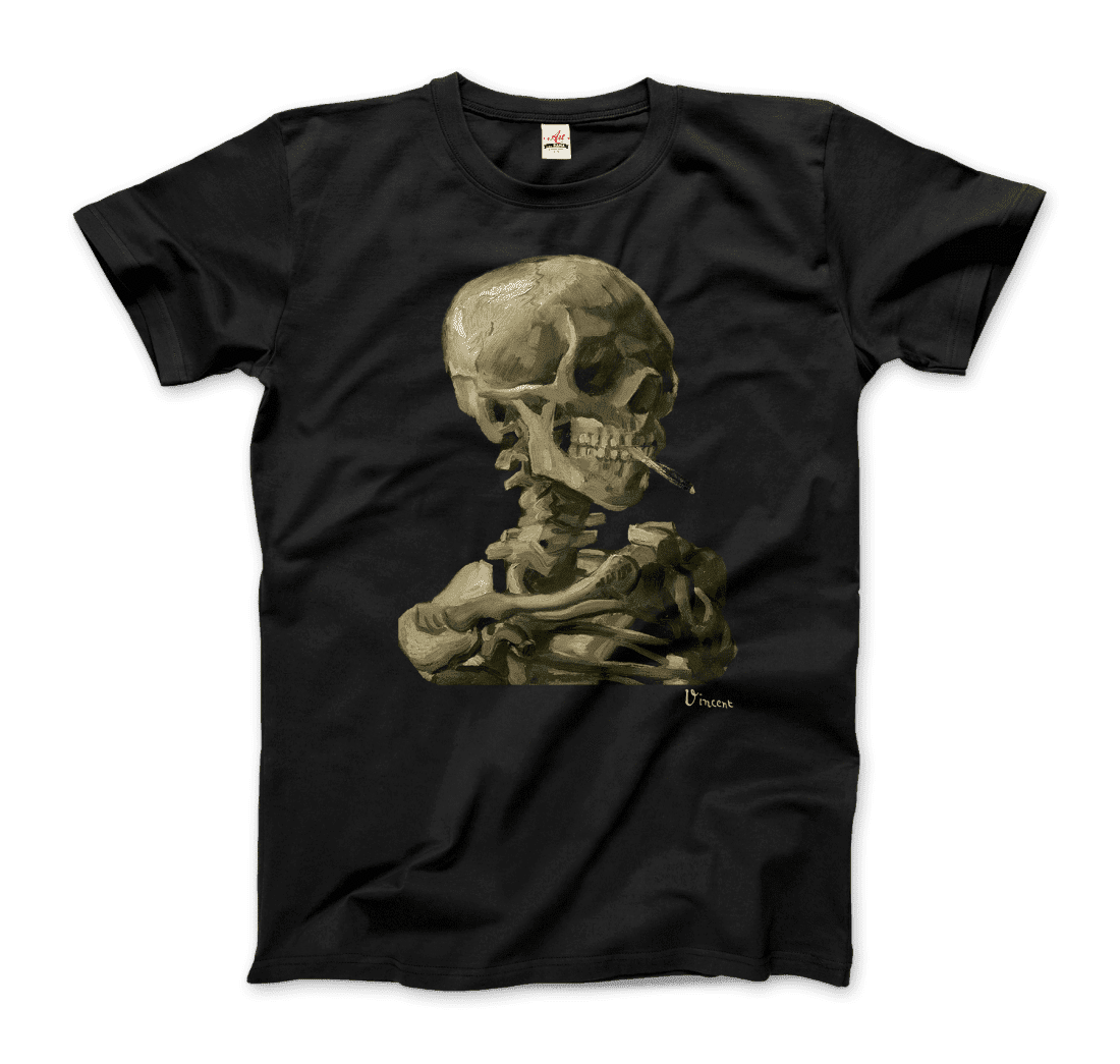 Van Gogh Skull of a Skeleton with Burning Cigarette 1886 T-Shirt-3