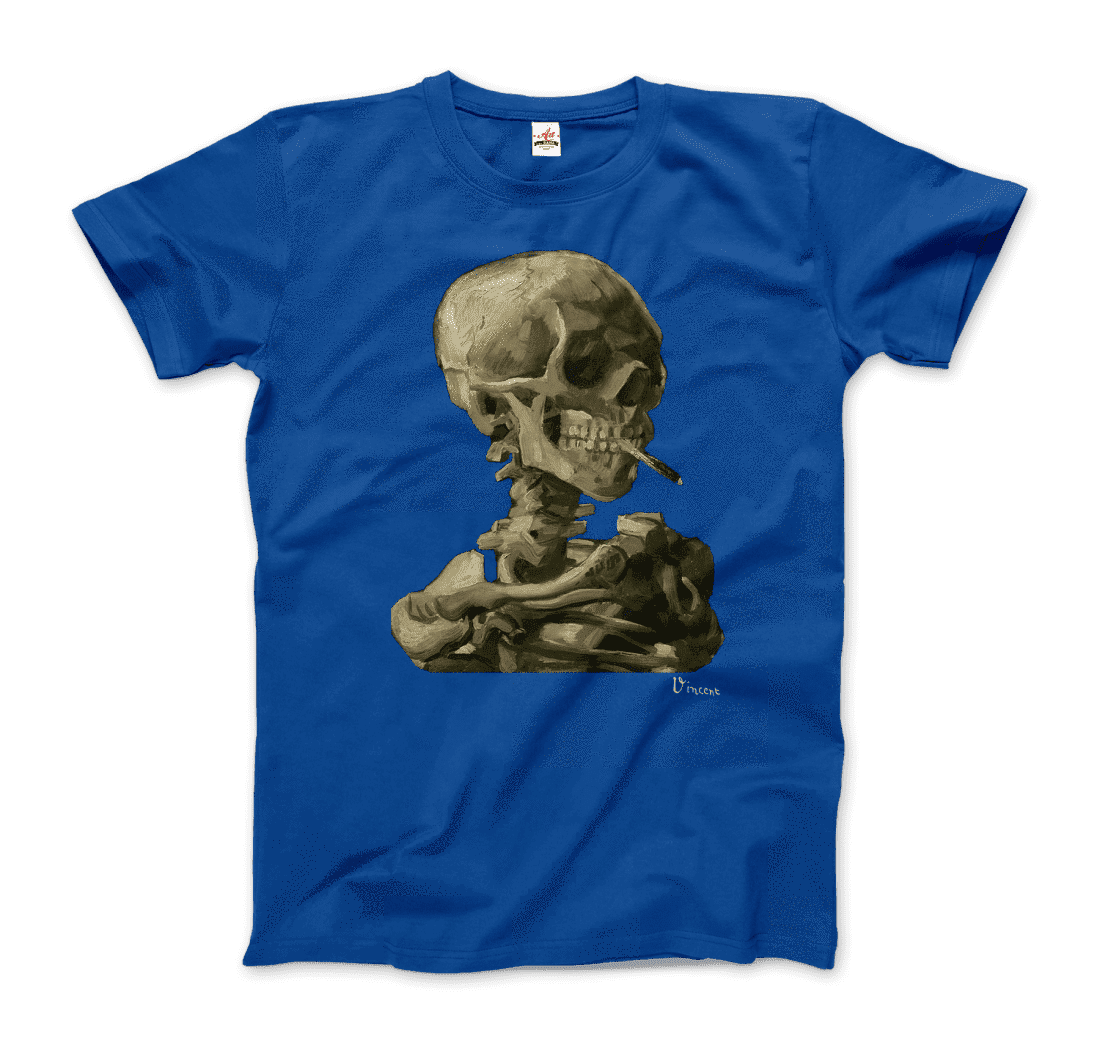 Van Gogh Skull of a Skeleton with Burning Cigarette 1886 T-Shirt-7