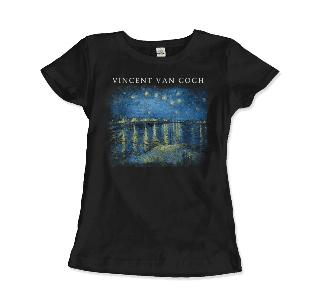 Van Gogh Starry Night Over the Rhône, 1888 Artwork T-Shirt-2