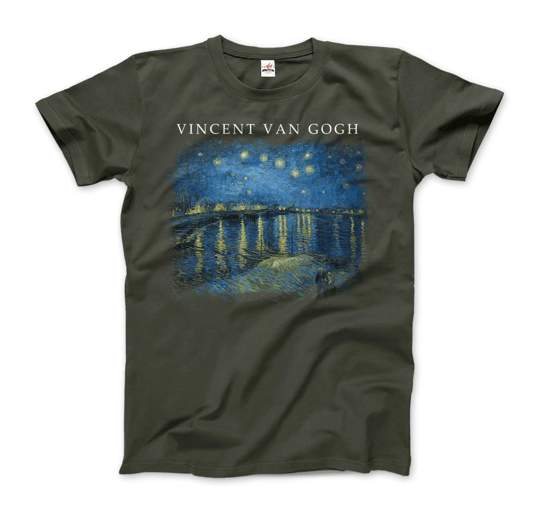 Van Gogh Starry Night Over the Rhône, 1888 Artwork T-Shirt-8