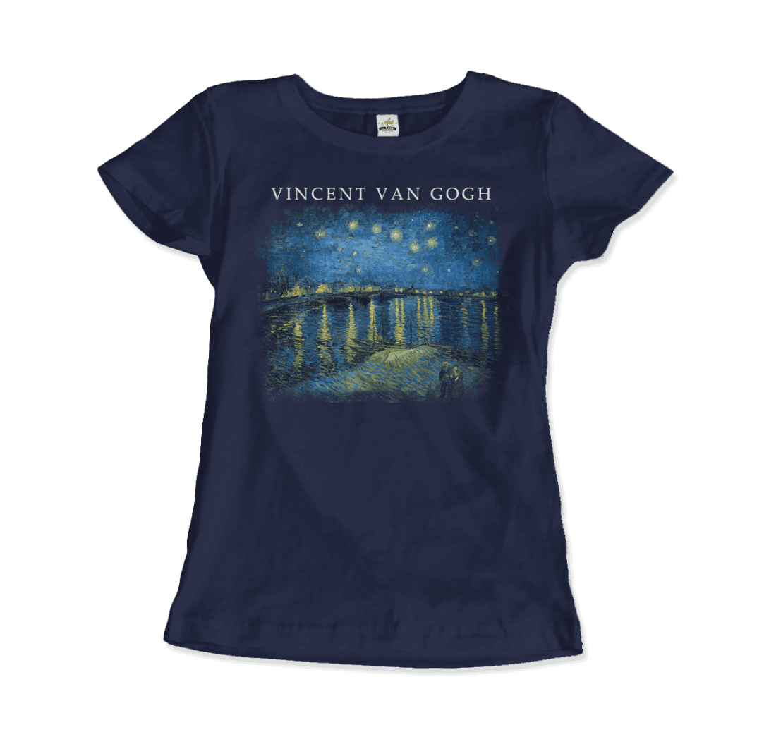 Van Gogh Starry Night Over the Rhône, 1888 Artwork T-Shirt-4