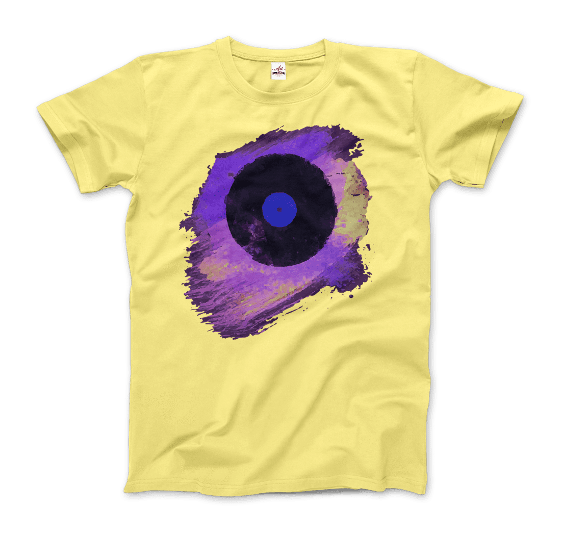 Vinyl Record Made of Paint Scattered in Purple Tones T-Shirt-7