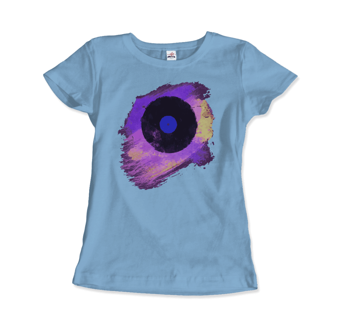 Vinyl Record Made of Paint Scattered in Purple Tones T-Shirt-9