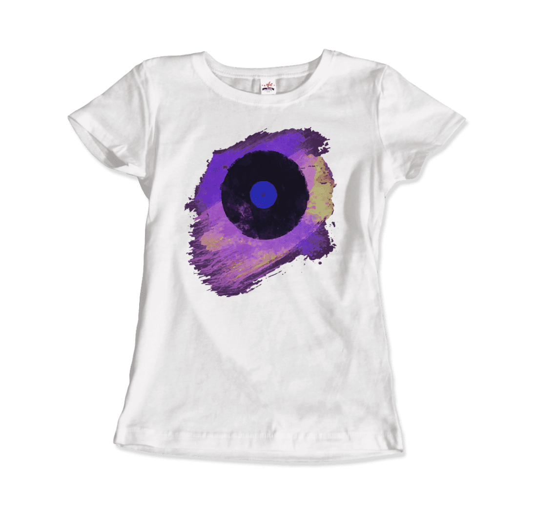 Vinyl Record Made of Paint Scattered in Purple Tones T-Shirt-8