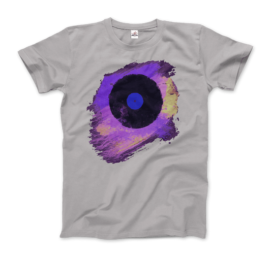 Vinyl Record Made of Paint Scattered in Purple Tones T-Shirt-0