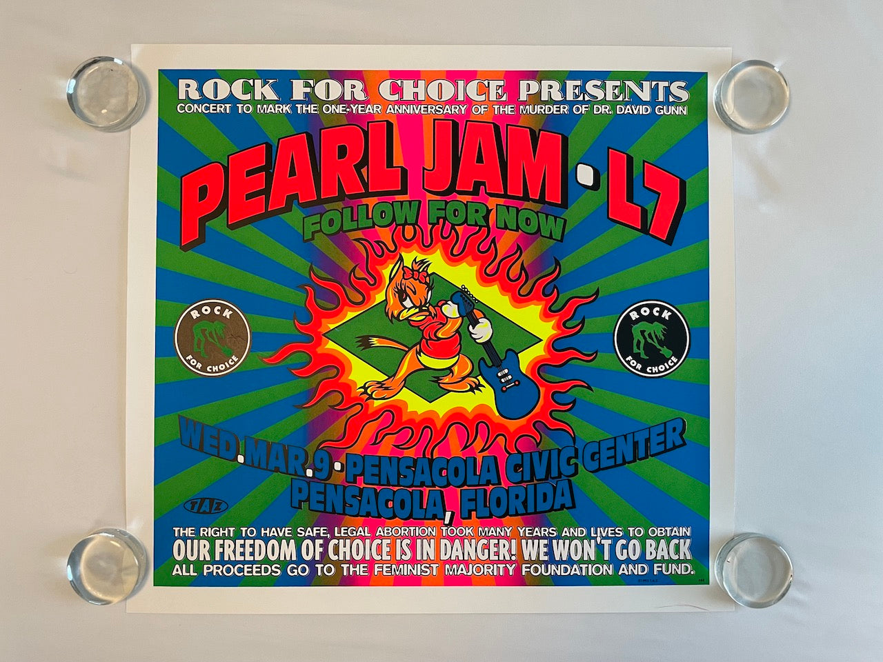 Pearl Jam Poster Pensacola, Florida 1994 - TAZ