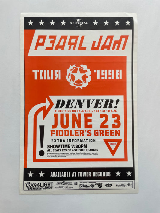 Pearl Jam Poster Denver, Colorado 1998