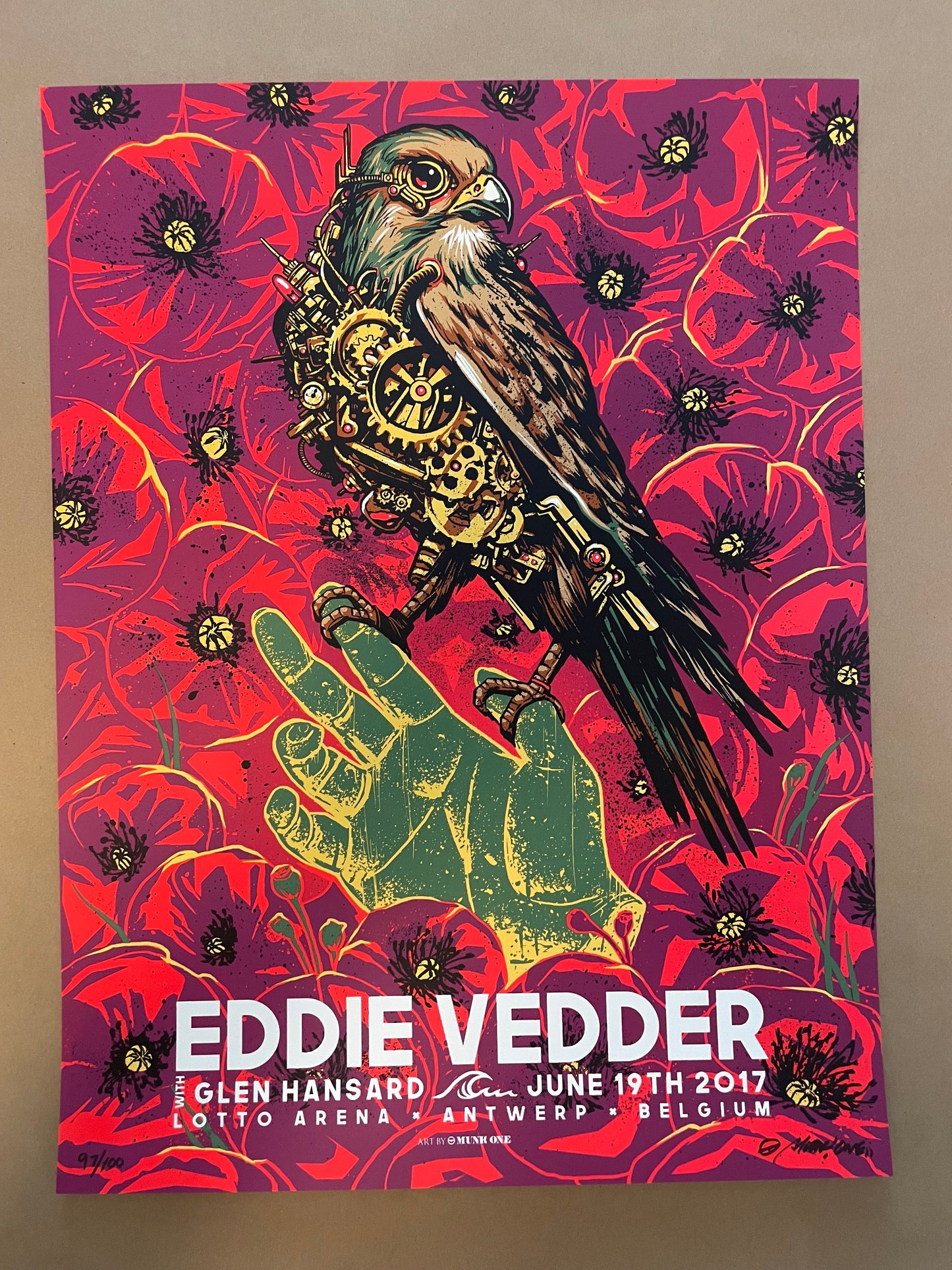 Eddie Vedder Poster Antwerp, Belgium 2017 - Munk One