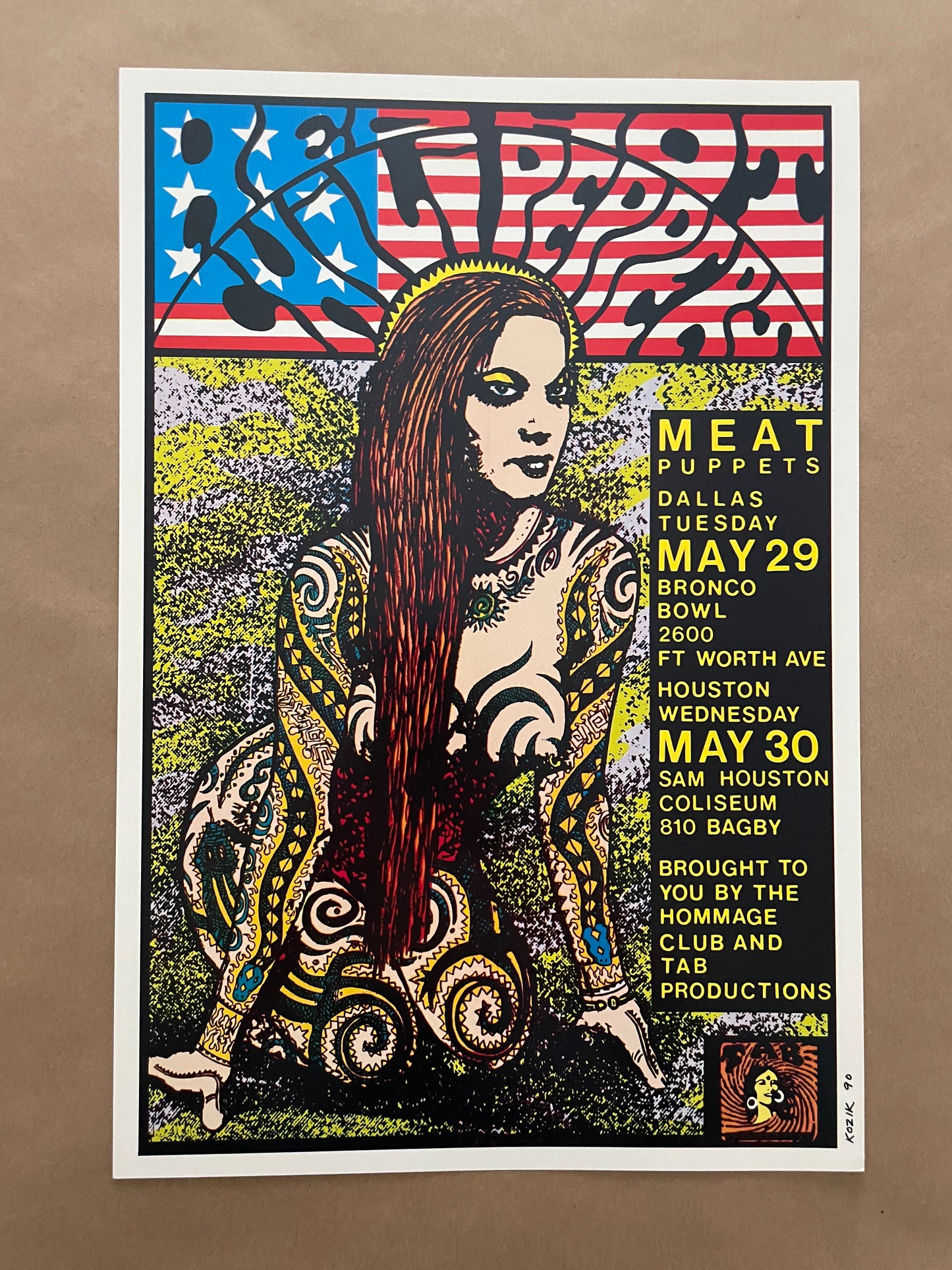 Red Hot Chili Peppers Poster Dallas & Houston, Texas 1990 - Frank Kozik