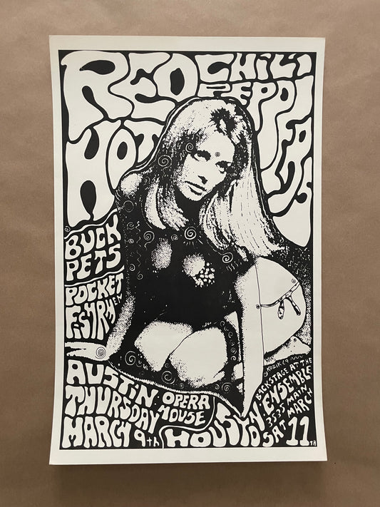 Red Hot Chili Peppers Austin & Houston, Texas 1989 (Black & White) - Frank Kozik