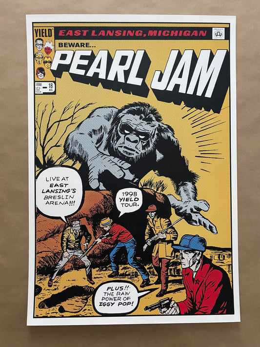 Pearl Jam Poster East Lansing, Michigan 1998 - Ames Design