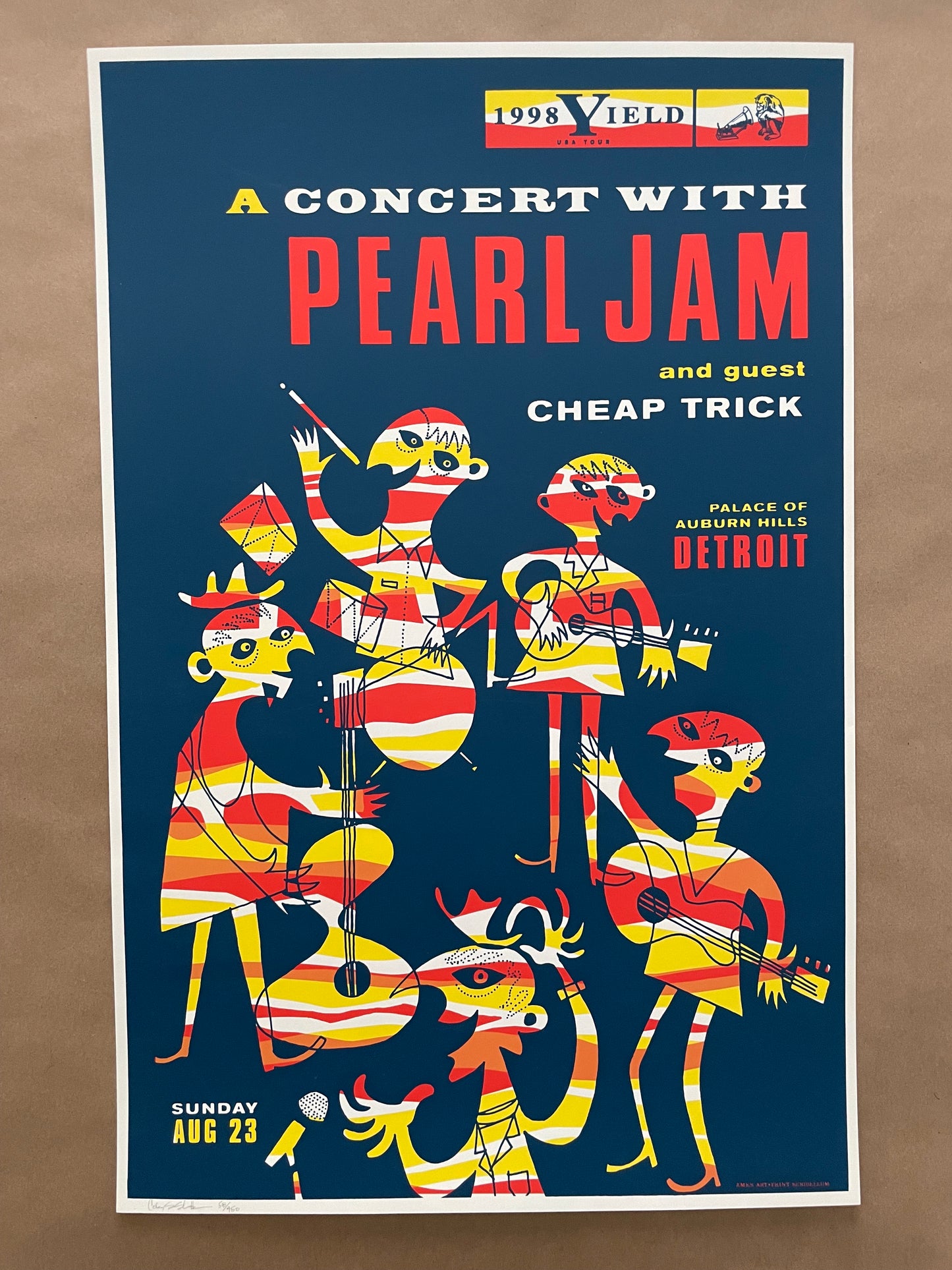 Pearl Jam Poster Detroit, Michigan 1998 - Ames Design