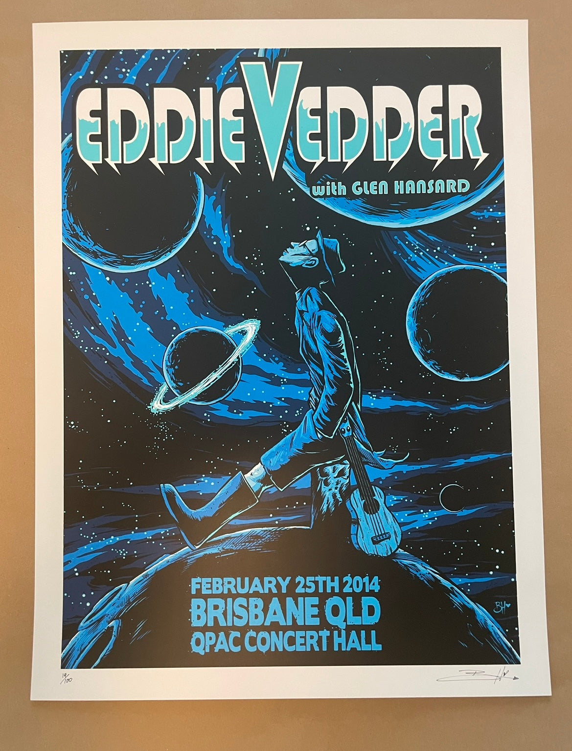 Eddie Vedder Poster Brisbane, Australia 2014 - Brandon Heart