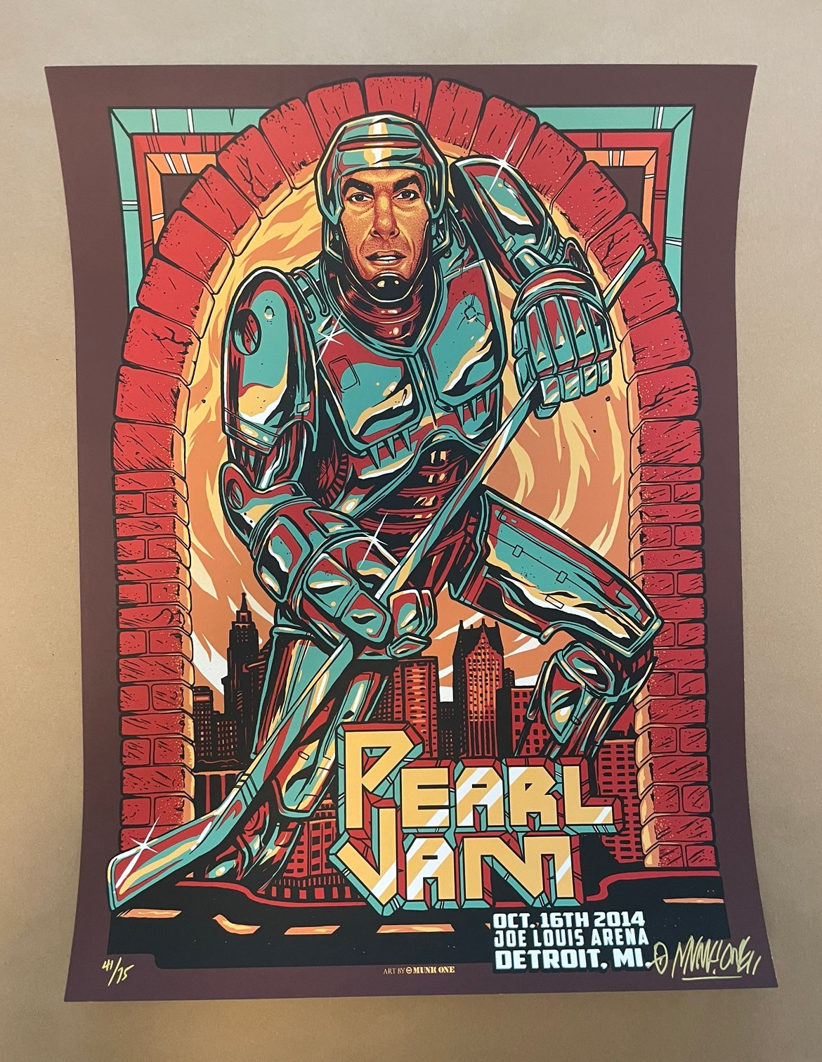 Pearl Jam Poster Detroit, Michigan 2014 - Munk One