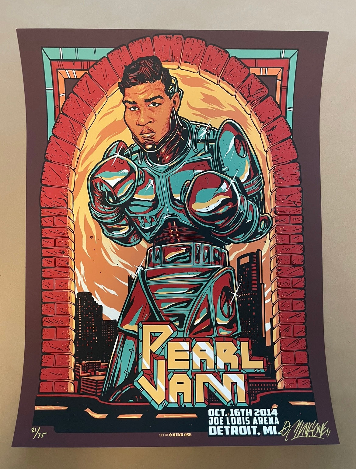 Pearl Jam Poster Detroit, Michigan 2014 - Munk One