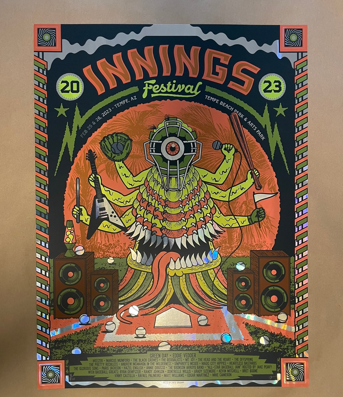 Innings Festival Poster (Eddie Vedder) Tempe, Arizona 2023 (Foil) - Justin Helton (Status Serigraph)